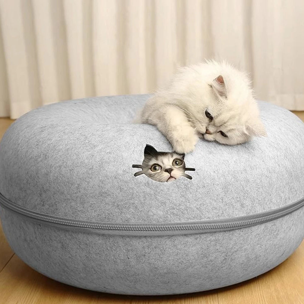 Felt Donut Bed Cats House Breather Hole Dog