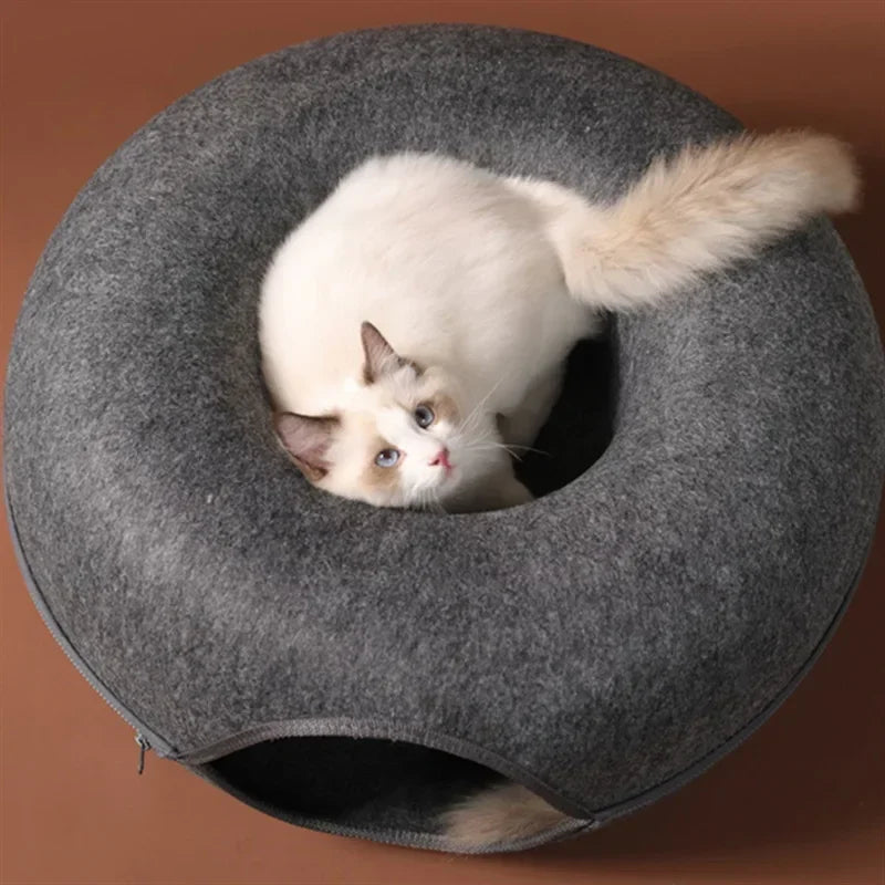 Felt Donut Bed Cats House Breather Hole Dog