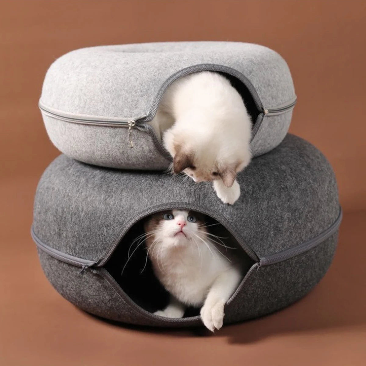 Felt Donut Bed Cats House Breather Hole Dog