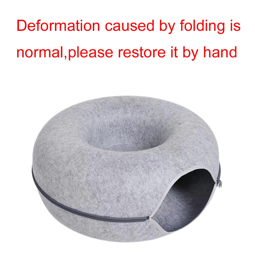 Felt Donut Bed Cats House Breather Hole Dog