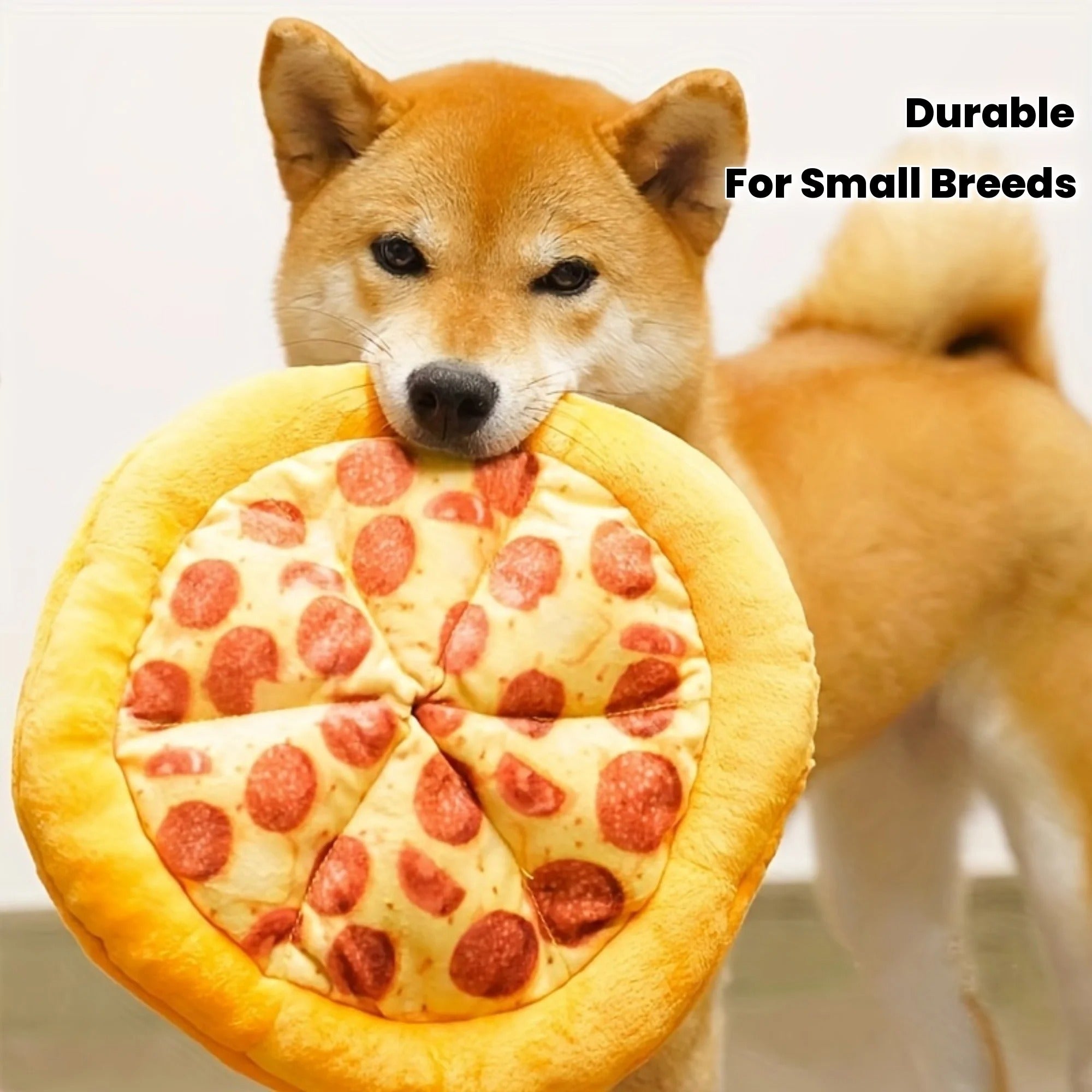 Squeaky Plush Pizza Shrimp Dog Toy Durable Chew
