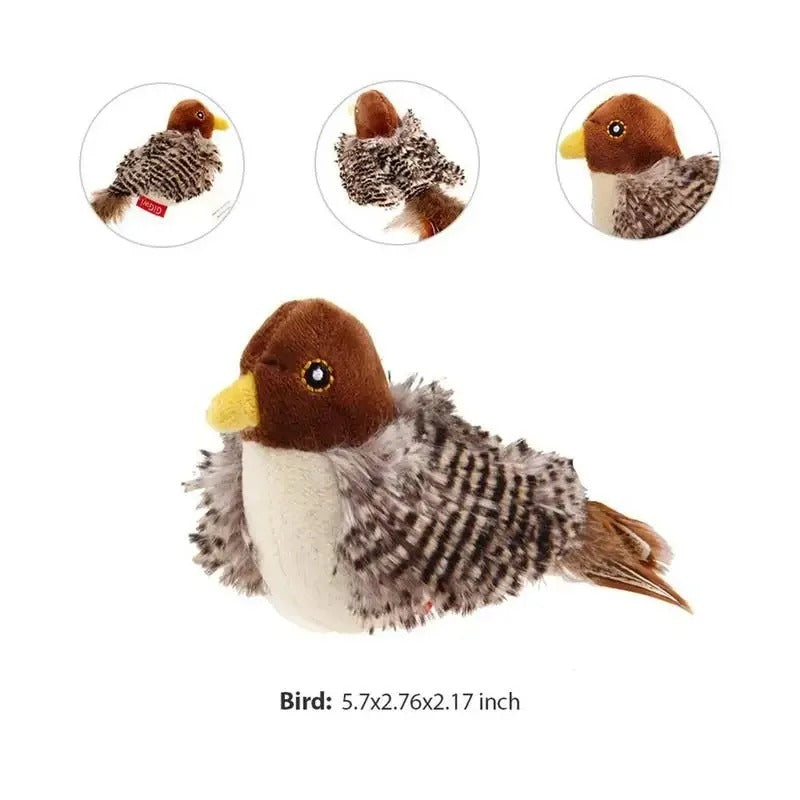 Bird Simulation Sound Plush Toy Cat Sparrow Shaped