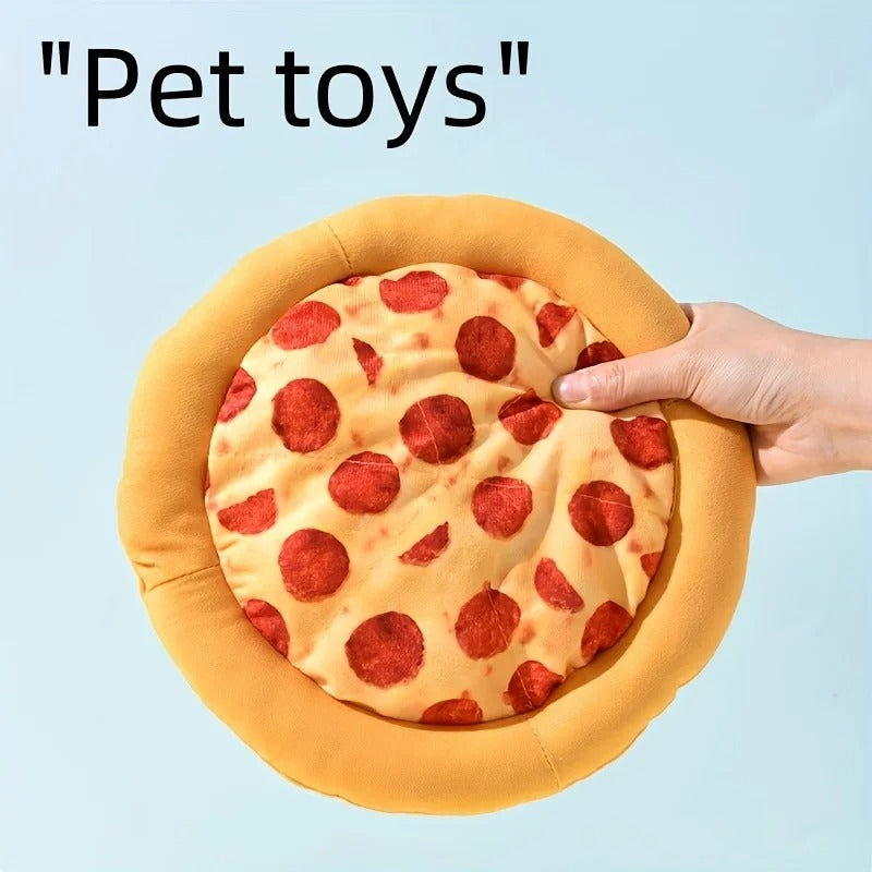 Squeaky Plush Pizza Shrimp Dog Toy Durable Chew