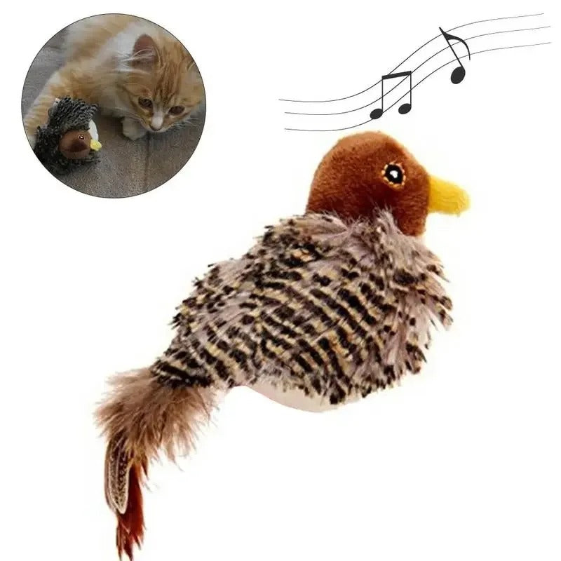 Bird Simulation Sound Plush Toy Cat Sparrow Shaped