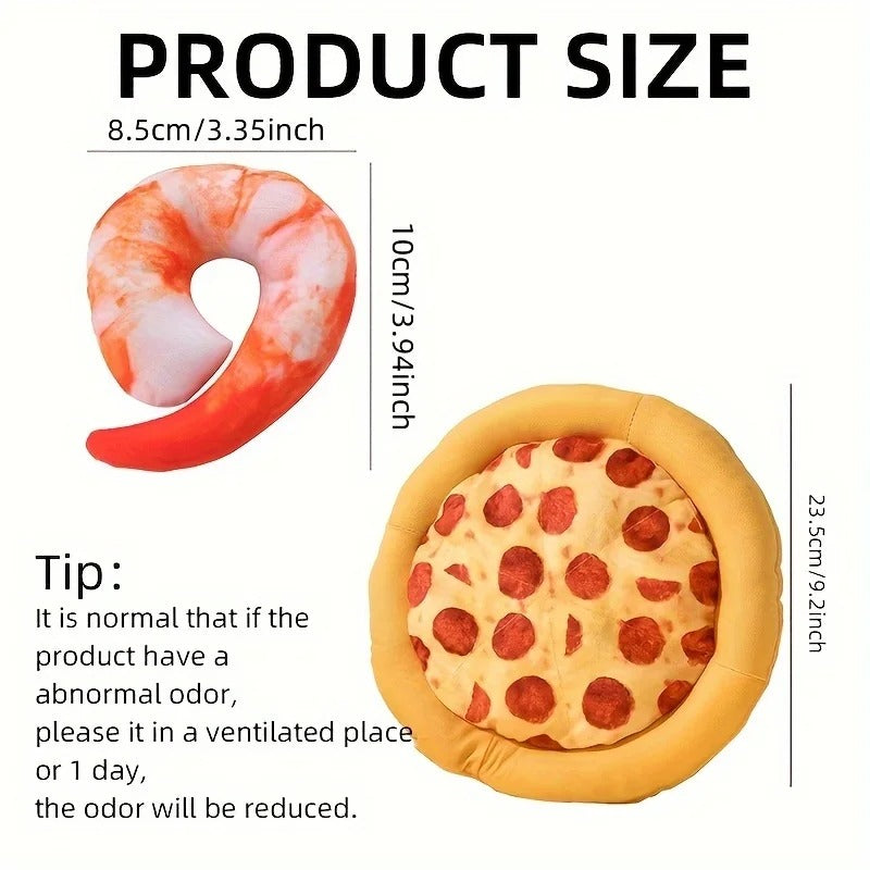 Squeaky Plush Pizza Shrimp Dog Toy Durable Chew