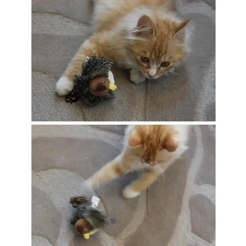 Bird Simulation Sound Plush Toy Cat Sparrow Shaped