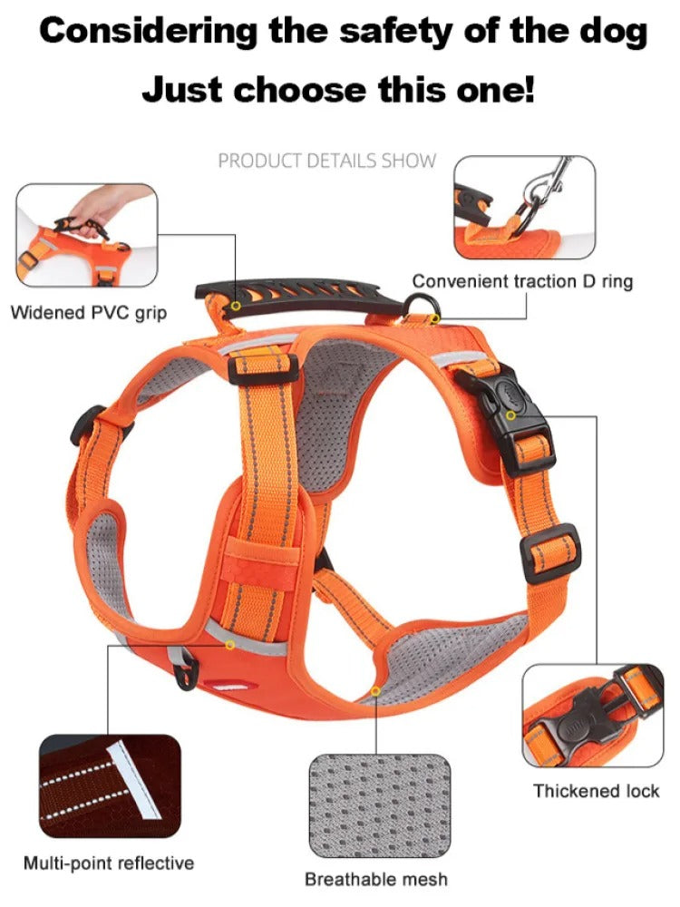 Pet Dog Harness Reflective Adjustable Breathable Vest Chest