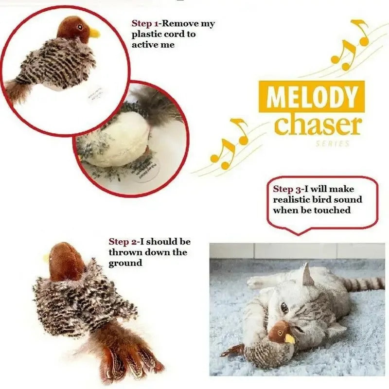 Bird Simulation Sound Plush Toy Cat Sparrow Shaped