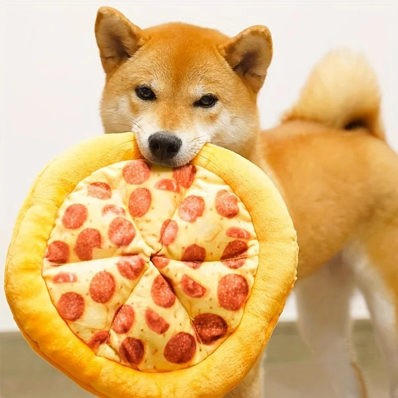 Squeaky Plush Pizza Shrimp Dog Toy Durable Chew