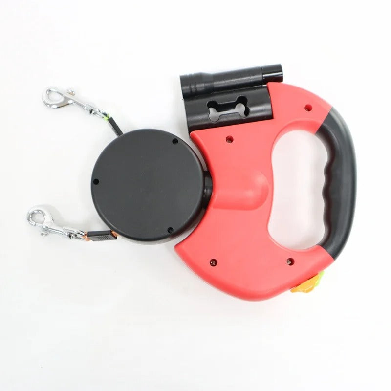 Dual Head Retractable Dog Leash Equipped Light Poop