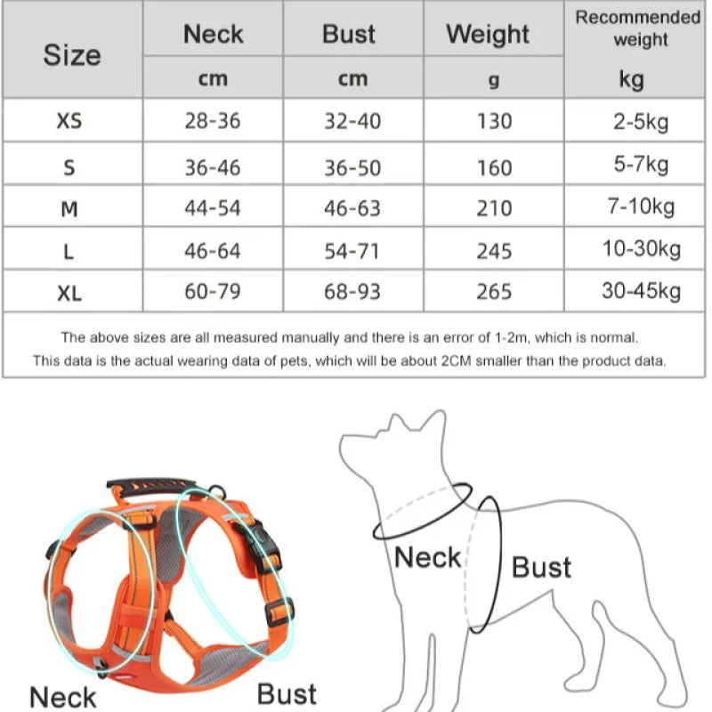 Pet Dog Harness Reflective Adjustable Breathable Vest Chest