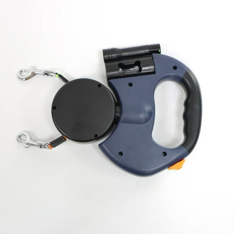 Dual Head Retractable Dog Leash Equipped Light Poop